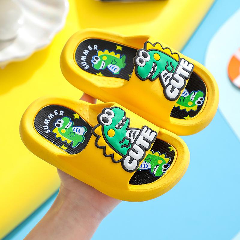 Soft Cartoon Cute Dinosaur Slippers Platform PVC Cartoon Animal Slippers Solid Anti Slip Children's Bathroom Sandals Girls