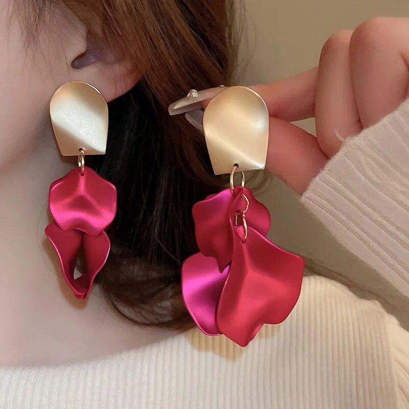 Bohemian Bunte Blumenohrringe Für Damen Mode Blütenblatt-Anhängerohrringe Party Hängeohrringe Schmuck Y2k Accessoires Bijoux