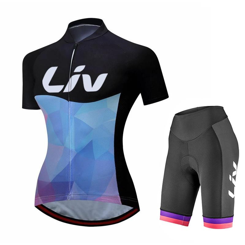 Women's Summer Cycling Jersey New Short Sleeved Cycling Suit Set Sports Shirt Quick Drying Jacket Cycling Bib with Cushion