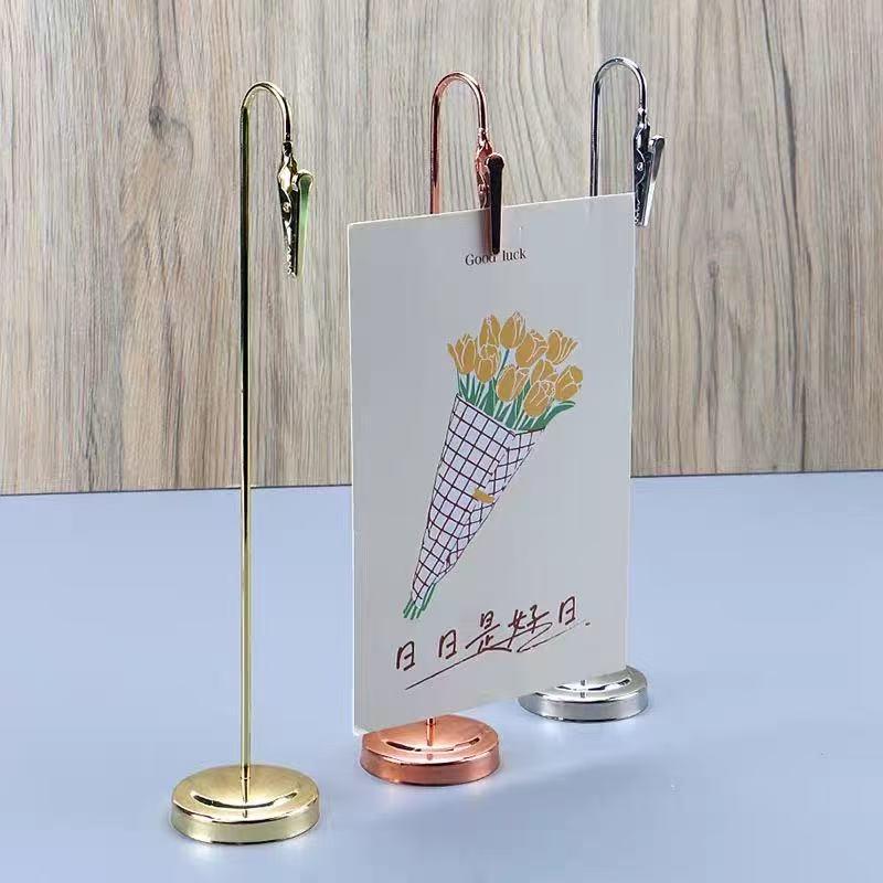 

Sleek Metal Vertical Memo Clips – Personalized Desktop Card Holder & Photo Display Gold 20CM Fixed Clamp