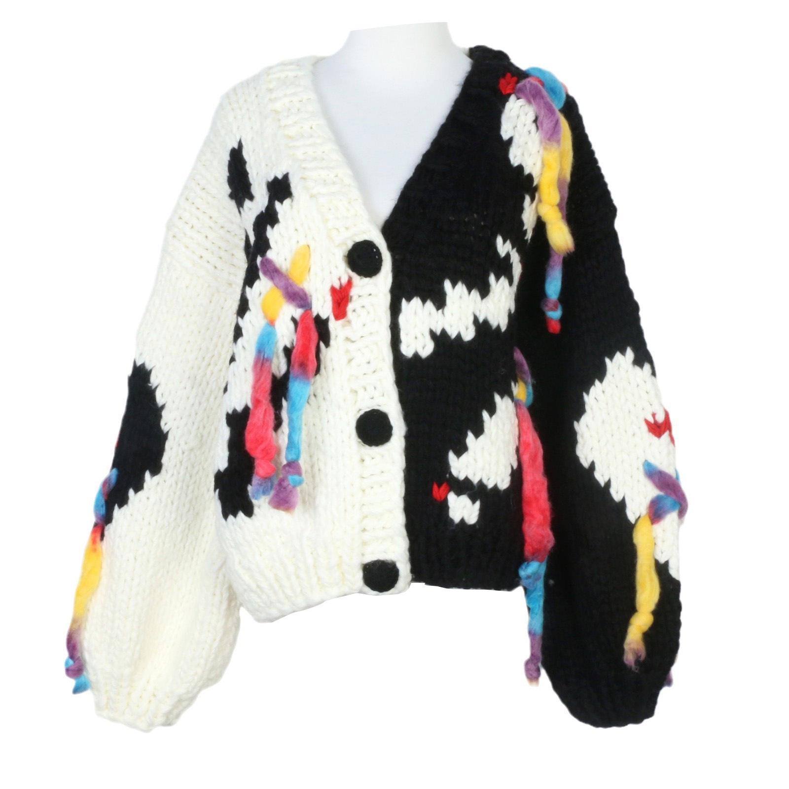 

Color Block Tassel V-neck Slimming Knit Cardigan for Women Small