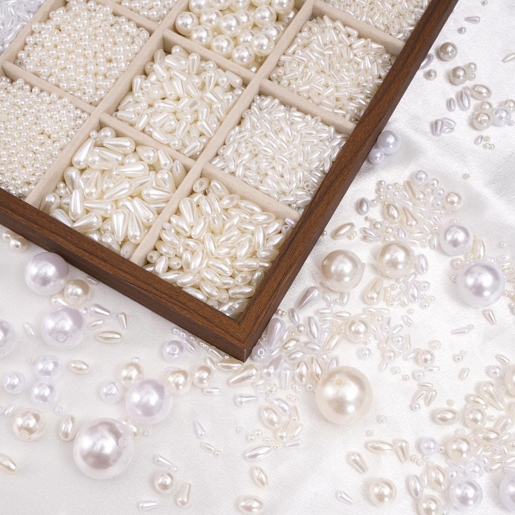 50/100Pcs White High Brightness ABS Water Droplet Shaped Imitation Pearls Scattered Beads For DIY Bracelets Necklaces Jewelry Making