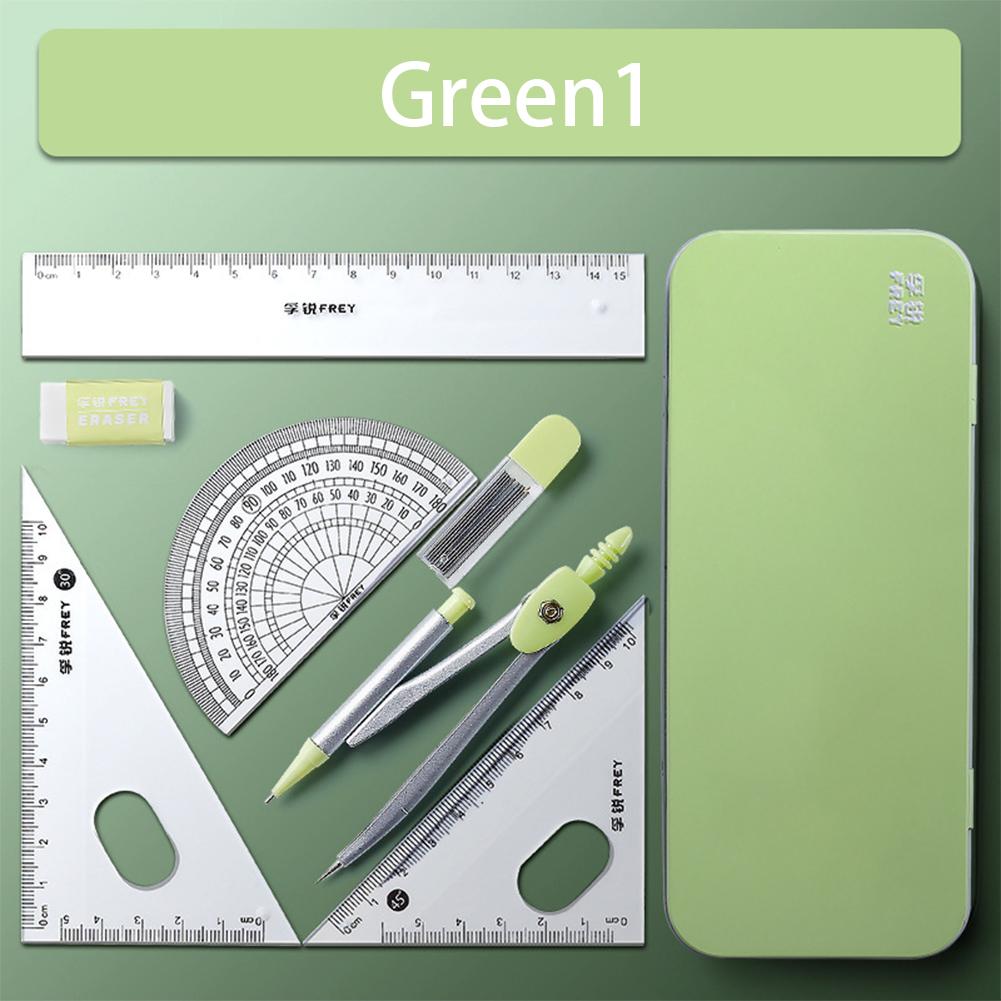 Set di 7 Strumenti Geometrici Matematici per Disegno Bussola Multifunzione Squadretta Righello Gomma
