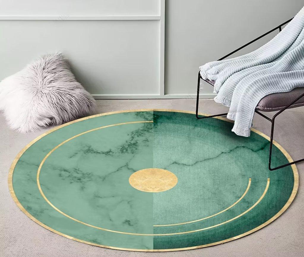 Nordic Round Printed Carpet Abstract Art Large Rugs for Living Room 200cm Coffee Table Rug Room Decor Bedroom Non-slip Chair Mat