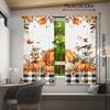 2pcs Set Rustic Autumn Pumpkin & Maple Leaf Curtains - Farmhouse Style Rod Pocket Window Treatments, Digital Printed Polyester F