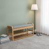 Shoe Bench with Padded Bamboo Storage Sturdy for Mudroom
