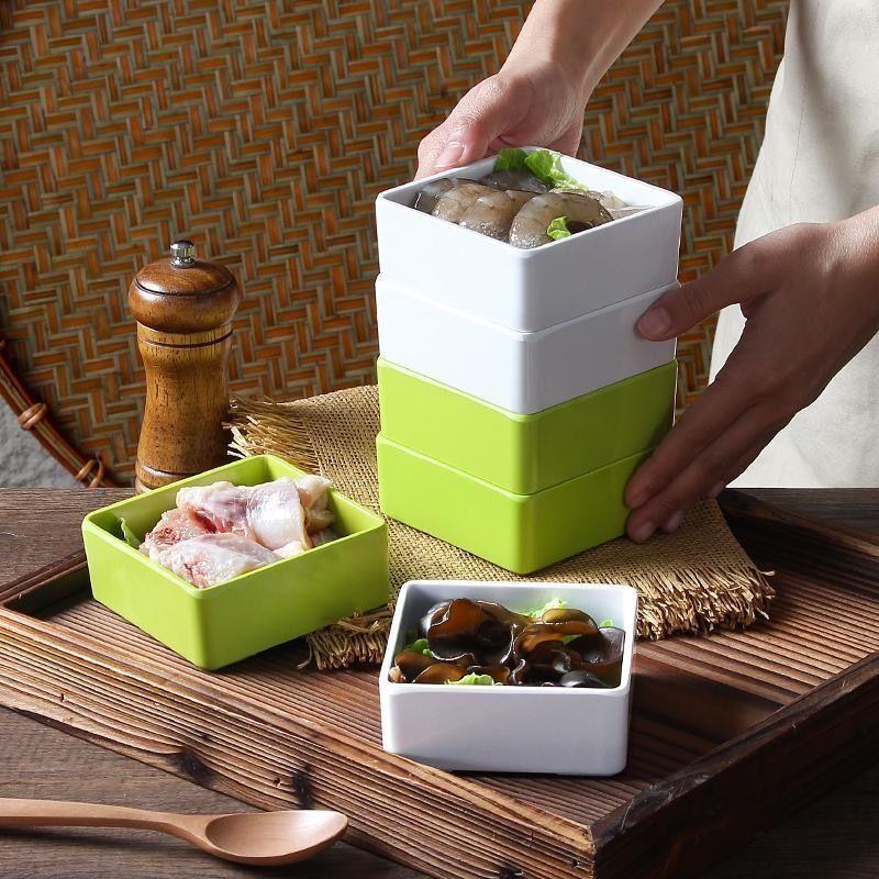 Jijun Melamine Square Snack Plates (10-Piece Set)