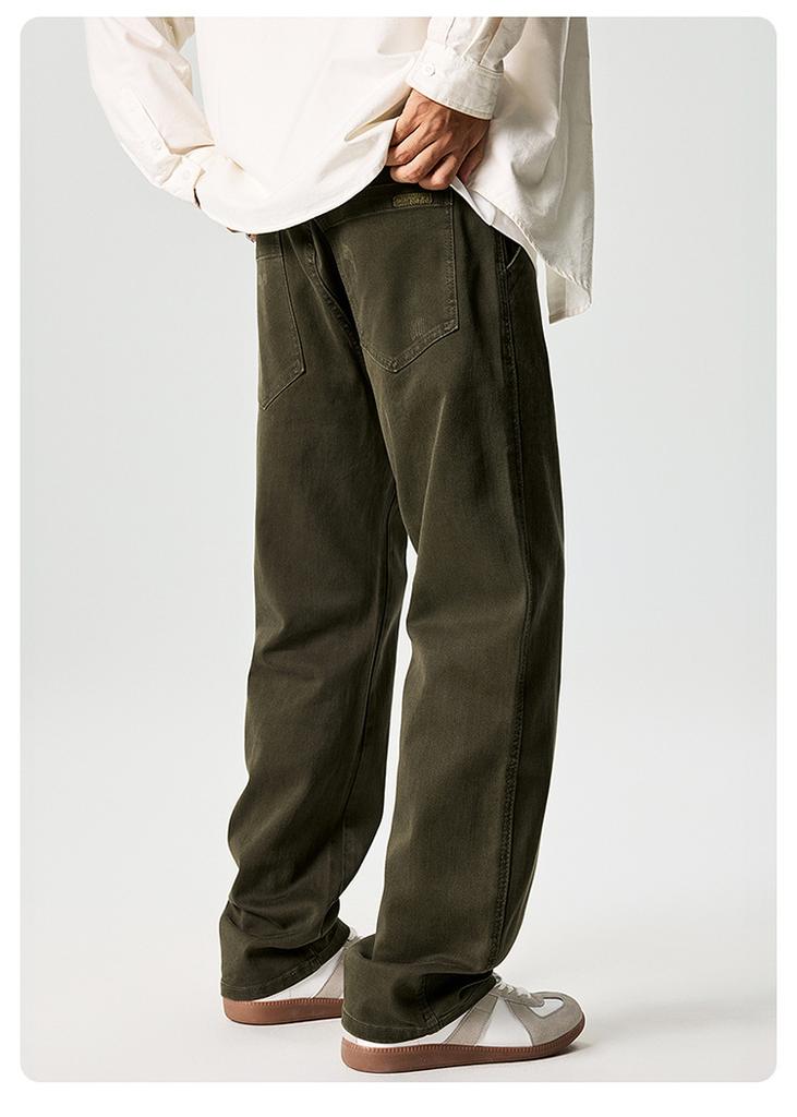 Oblique pocket casual pants men's trend retro solid color loose straight trousers trendy brand overalls men's commuter pants