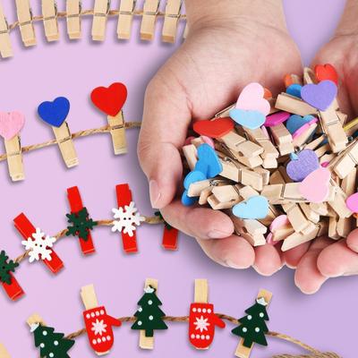 50pcs Mini Wood Clips Photo Paper Peg Pin Clothespin Home Wedding Party Decoration Accessories