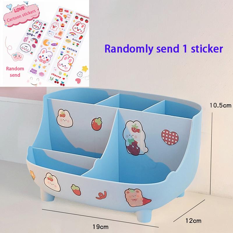 Japanese-style Desktop Pen Holder Cute Multi-functional Large-capacity Partition Drawer Desktop Stationery Organizer Storage Box