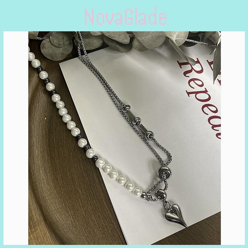 Chinese Vintage Heart Pendant Necklace With Handcrafted Bead Chain For Men And Women