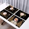 Black and Gold Linen Placemats Christmas Snowman Reindeer Design Print Insulating Placemats Kitchen Tableware Decorative Mats