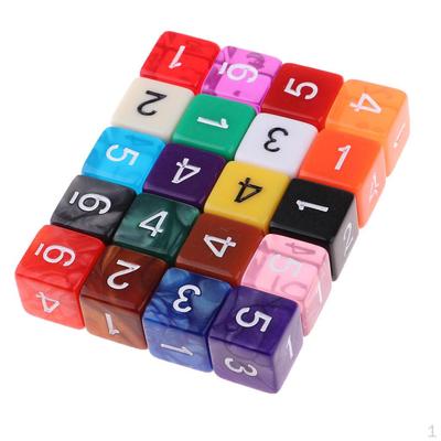 Ensemble de 20 pièces à 6 faces avec chiffres, jeu de Table de fête pour enfants, pratique des mathématiques