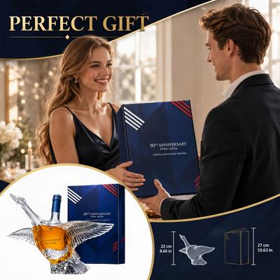 High Borosilicate Glass Whiskey Bottle Duck Shaped Decorative Decanter for Spirits Liquor Infusion with Gift Box 30th Anniversary Edition