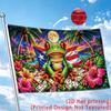 2D Flat - 2D Flat - Single Large Flag Puerto Rico Coqui Frog with Flag And Dominoes Beach Print 2D Flat Print Festival Design, Single-Sided, Two Hangi