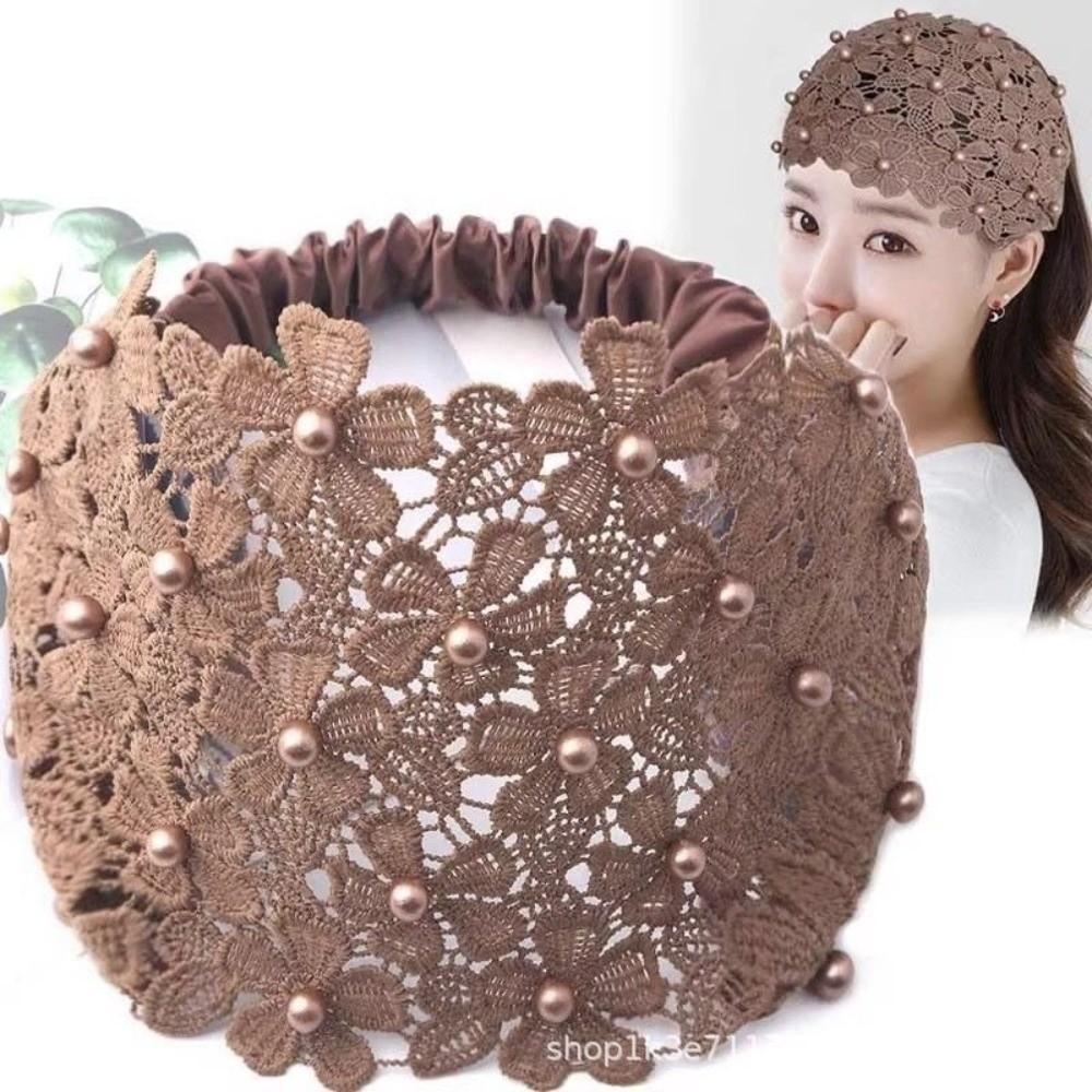 Non-slip Wide Hair Bands Hollow Hair Hoop Fashion Pearl Headband  for Women