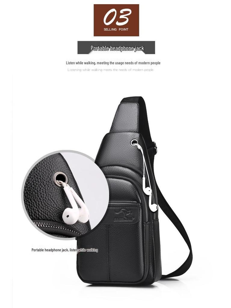 Gentleman's Genuine Leather Crossbody Chest Bag - 2023 Fashion Single Shoulder Backpack