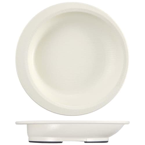 Skater Easy-Scoop Plate, Wood Grain Cream, Durable Plastic, Biomass-Based, Microwave and Dishwasher Safe, NPLS2B-A