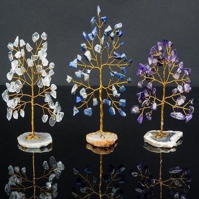 Set de 3 Árboles de Cristal del Árbol de la Vida de los Chakras para Oficina en Casa, Artículos de Feng Shui para la Buena Suerte, Pieza de Exhibición para Decoración del Hogar, Decoración de Mesa