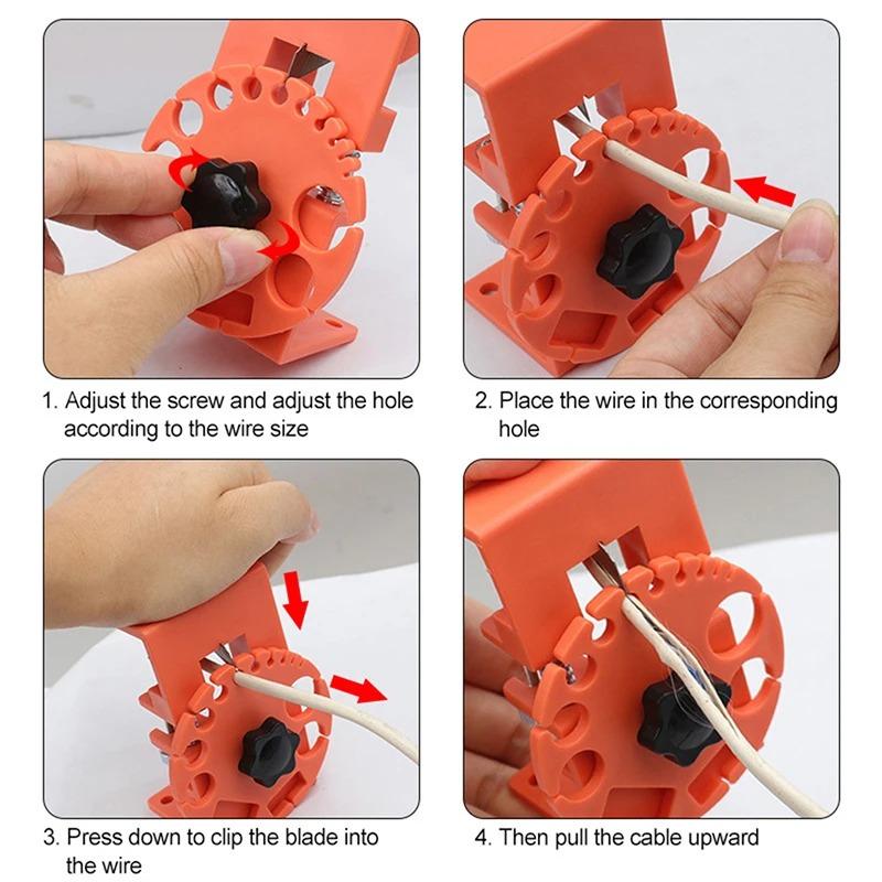 3PCS Handheld Adjustable Wire Stripper Manual Quick Cable Stripping Tool for Rubber Sheath Removal Electrician Repair