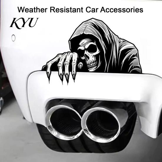Halloween Car Decorations Skeleton Sticker Peeking Decal for Window Bumper, Removable Vinyl Graphics Waterproof Horror Skull Wall Laptop Decoration