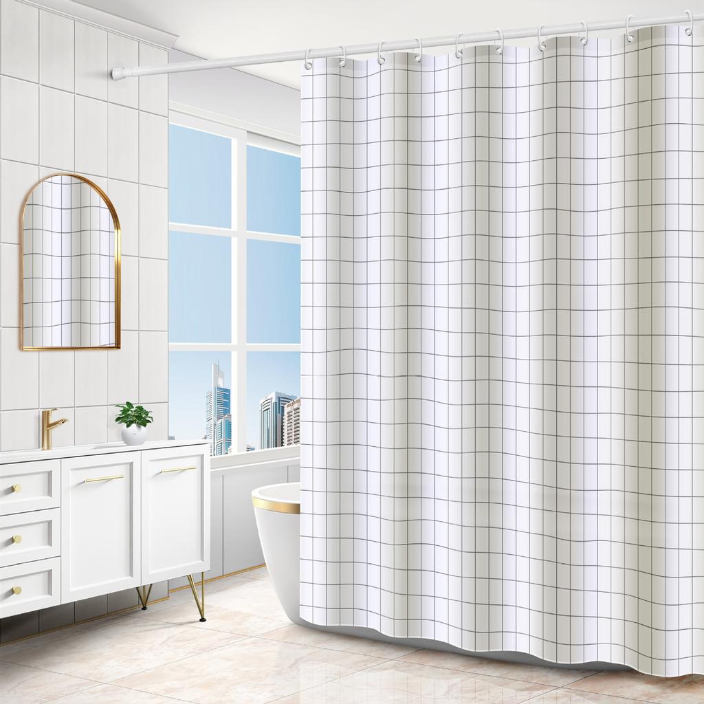 Translucent Partition Curtain for Bathroom Grid Shower Curtain PEVA Anti Mold and Waterproof Multi Color Design