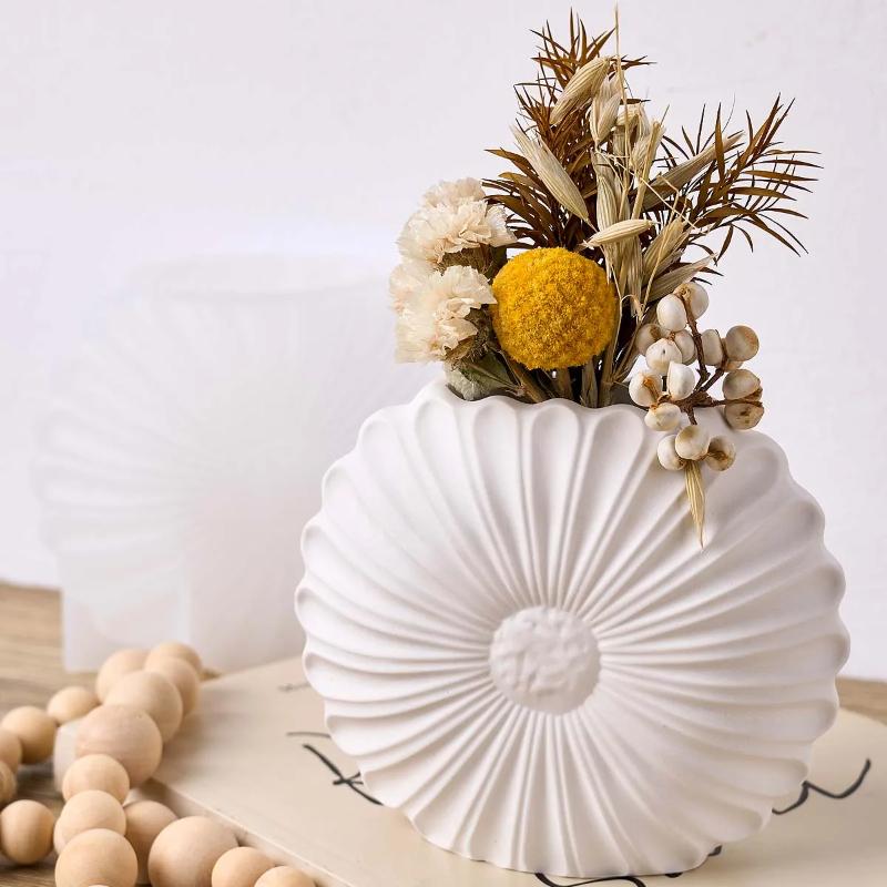 3D Sunflower Vase Silicone Mold DIY Flower Arrangement Flowerpot Casting Molds Plaster Resin Planter Craft Making Home Decor