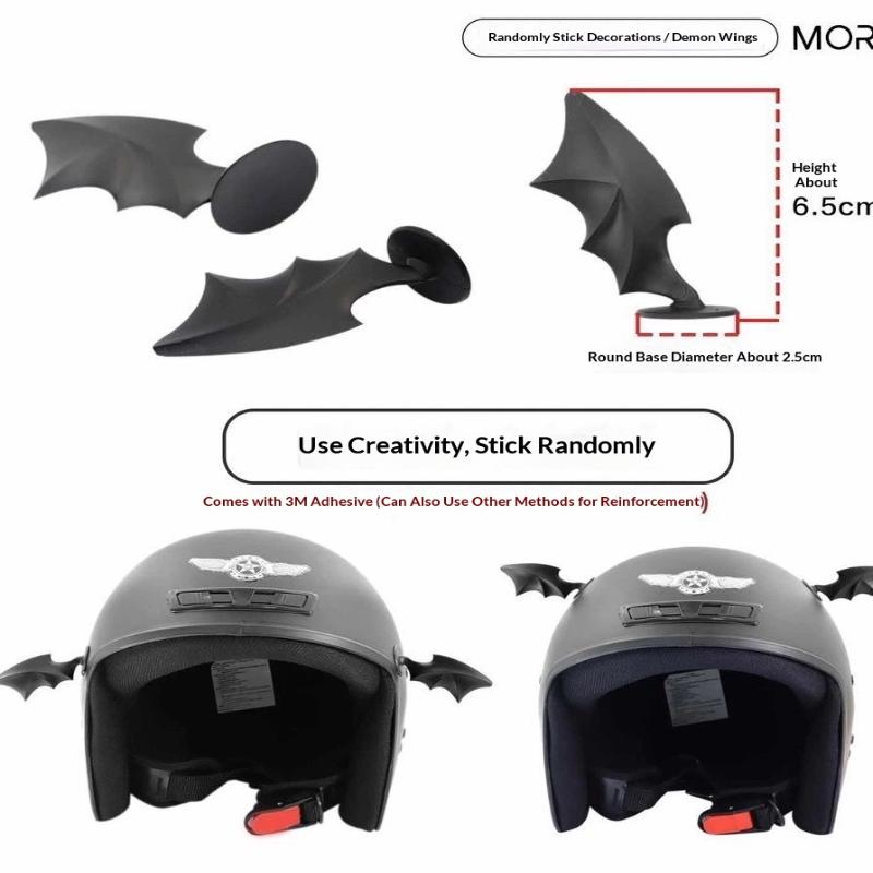 Dekorativní mašle s čertovskými rohy a netopýřími křídly na helmu pro motocykl, elektrickou koloběžku, helmu, DIY modifikační příslušenství