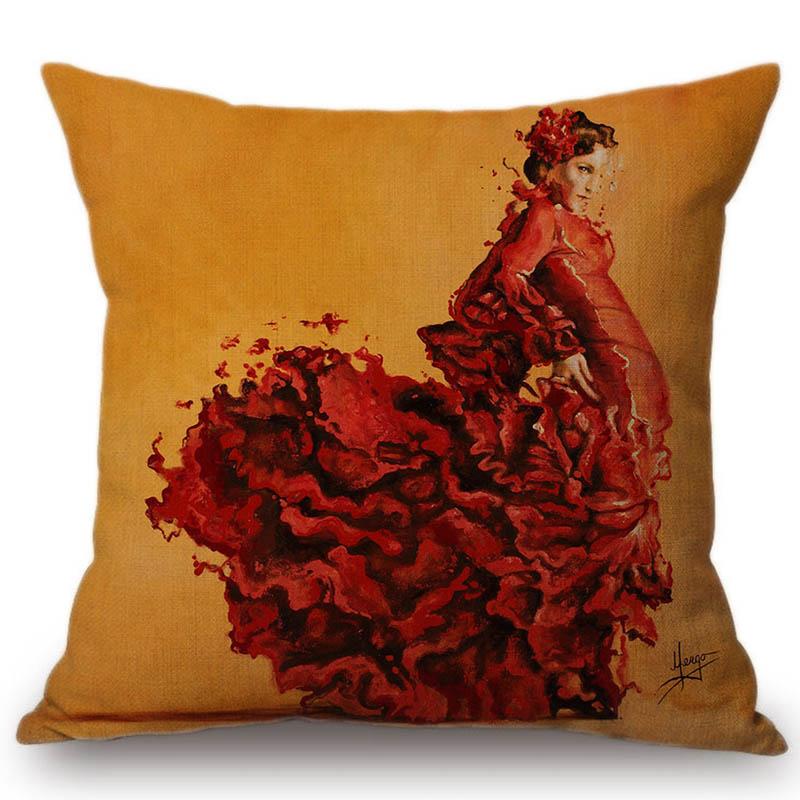Home Art Decoration Oil Painting Ballet Dancer Lounge Sofa Cushion Cover Luxury Elegant European Style Cotton Linen Pillow Case