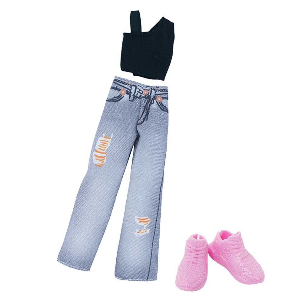 2 Pcs/Set Fashion Doll Clothes Daily Wear Tops Pants Mini Dress Gown with High Heels Shoes Sport Boots