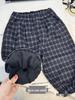 Boys' Trendy Plaid Velvet Winter Pants - 2025 Style