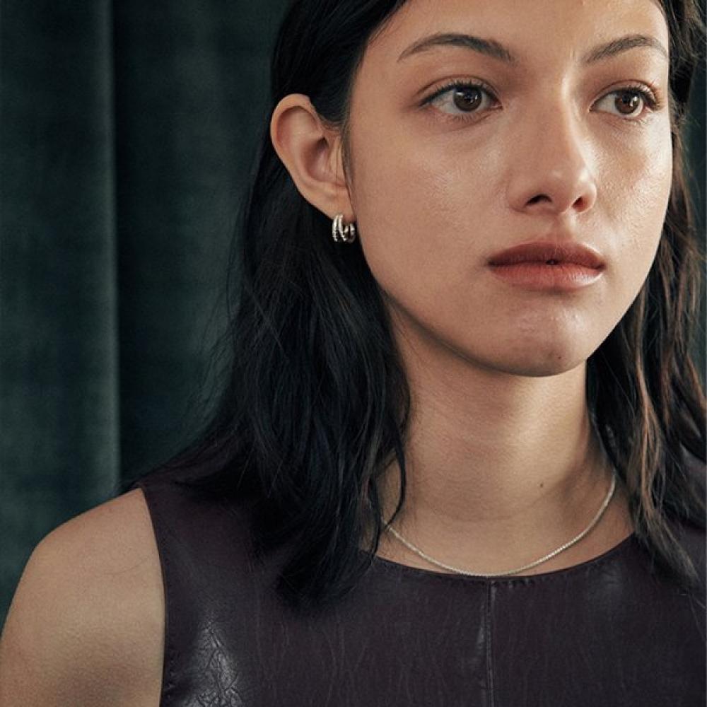 Verte 925 Silver   Dew Earring Epais Lien deux.Silver.205