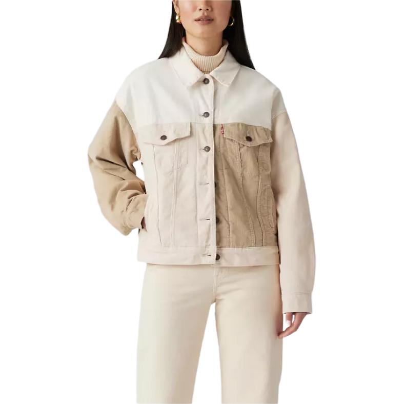Levis Loose Classic Fashion Street Corduroy Cotton Jacket Women Jacket Beige Khaki A9444-0000