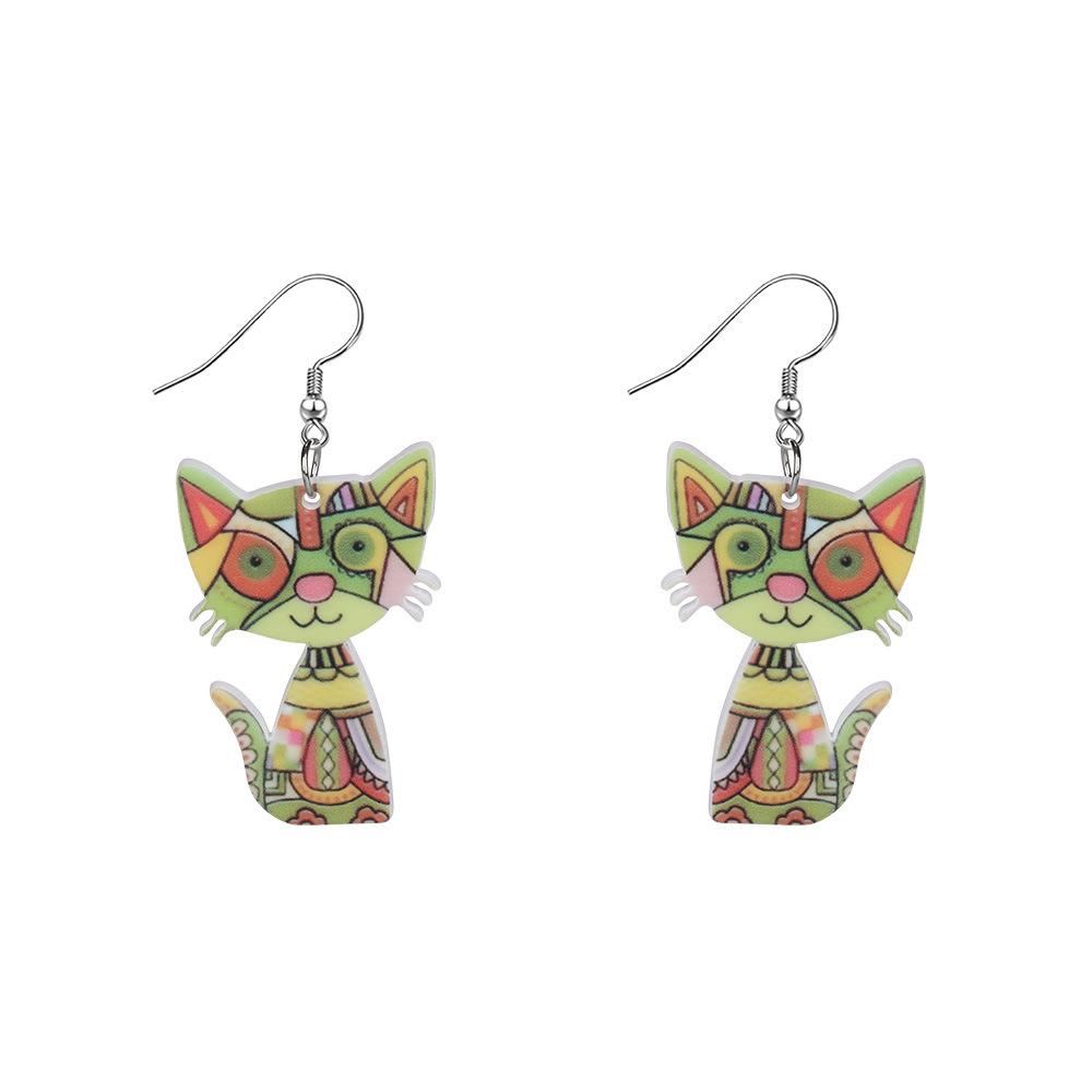 Cartoon Colorful Cat Cute Earrings, Full Hosting Environmentally Friendly Acrylic Earrings.