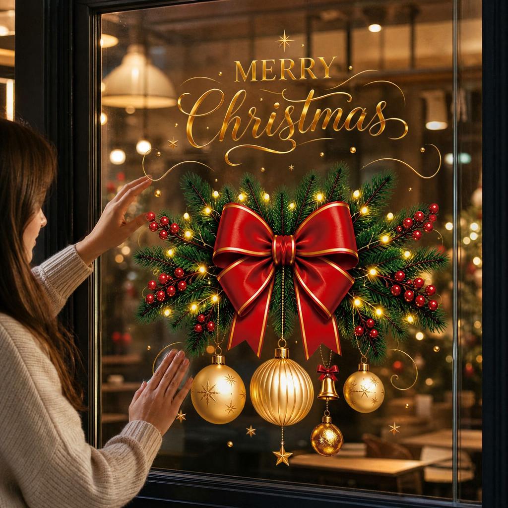 Christmas Glass Stickers for Window Holiday Decor