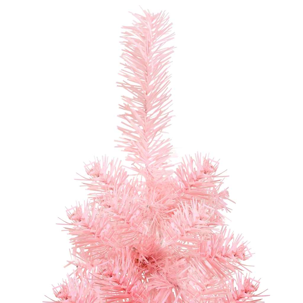 Vidaxl Smukła Choinka Połówka Ze Stojakiem, Sztuczna, Różowa, 120 Cm