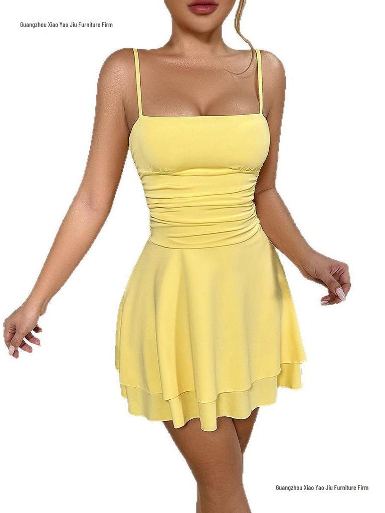 Women's European & American Style Sexy Spaghetti Strap Backless Dress