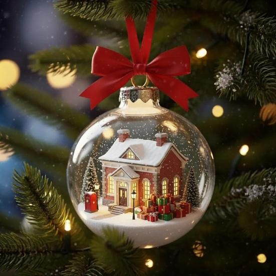 Juleanheng Scenekule Festlig Atmosfære Dekorasjon med Hus Inni Dekorativt Ornament