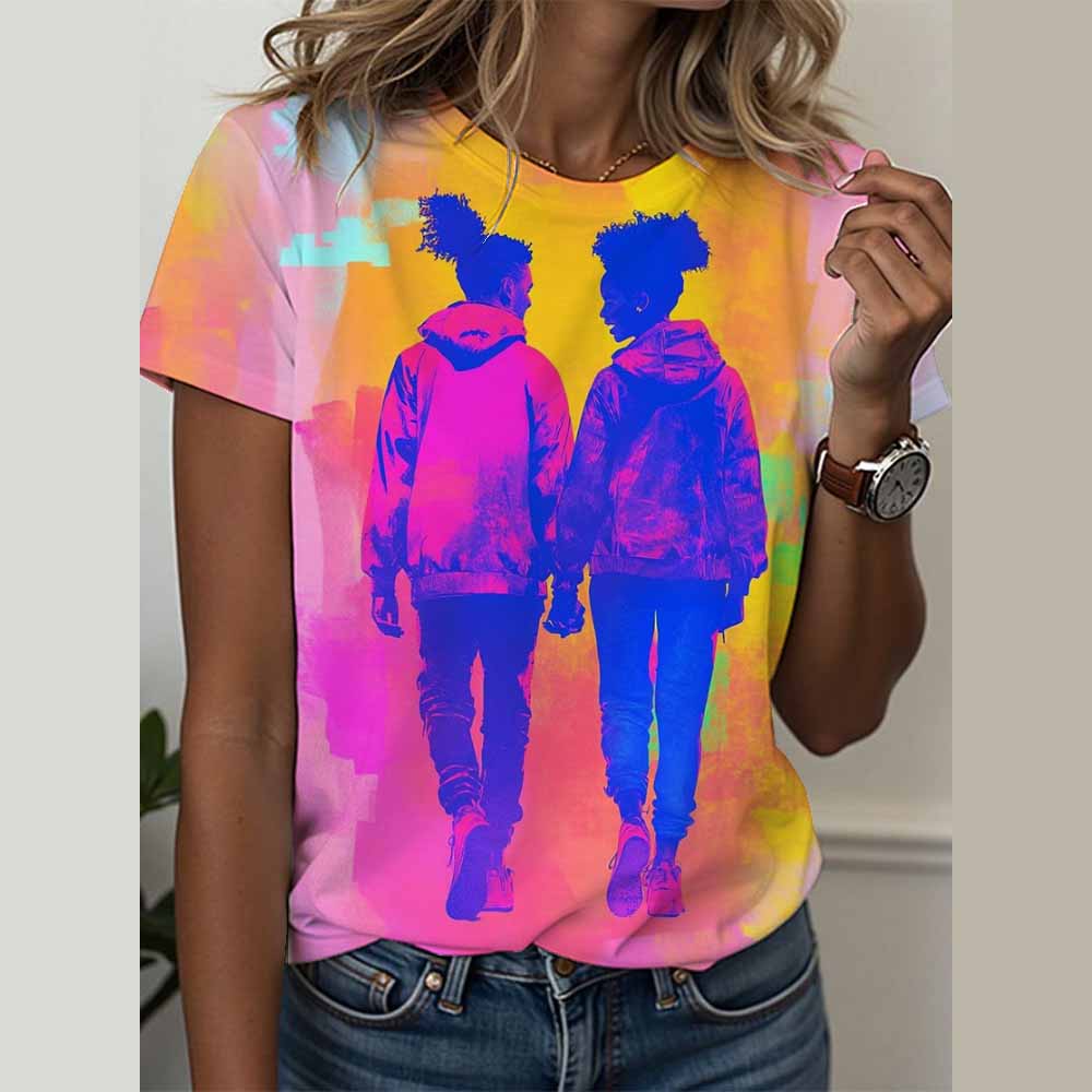 

Футболки с поп-артом лица Этническая геометрия Поп-арт лица 3D-принт Женская уличная одежда Футболка с круглым вырезом Харадзюку Y2k Топ Футболки оверсайз XL