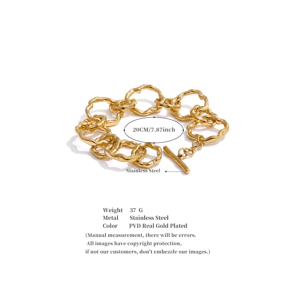 Yhpup High Quality Stainless Steel Handmade Chain Bracelet Bangle Waterproof Texture Toggle-Clasps Wrist Jewelry Exclusive Gift