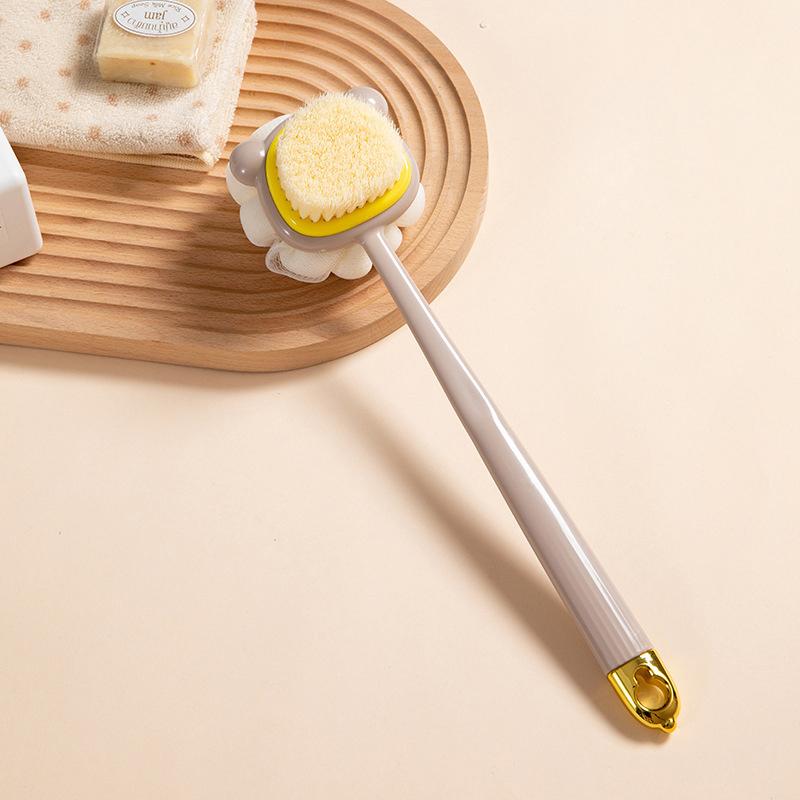 

М яка щітка-скрабер для спини, губка для ванни та душу, щітка для миття з ручкою, відлущувальний скраб для тіла, масажер для шкіри, приладдя для ванної кімнати сірий колір