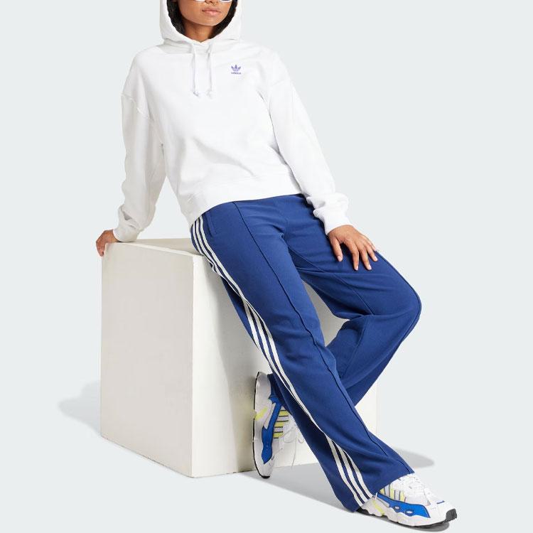 Adidas Originals Premium Crepe Track Suit Pants Three Stripe Color Block Straight Leg Knit Sports Pants Women Bottoms Dark-Blue IR6125