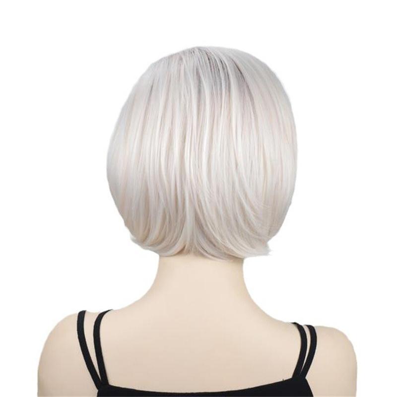 Synthetic Short Curly Hair Wigs with Bangs Mommy Wig Female Cosplay Natural Hairstyle Daily Elder Wig Gift