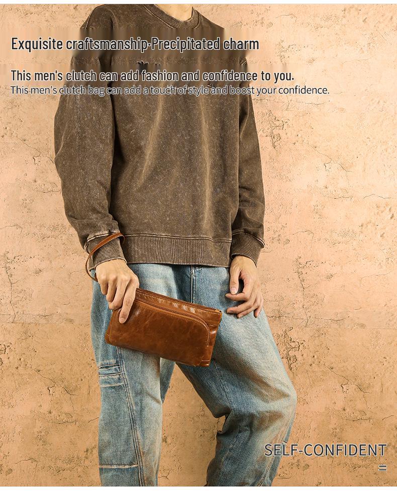 Men's Genuine Leather Vintage Shoulder Chest Bag - Casual High-End Messenger Bag