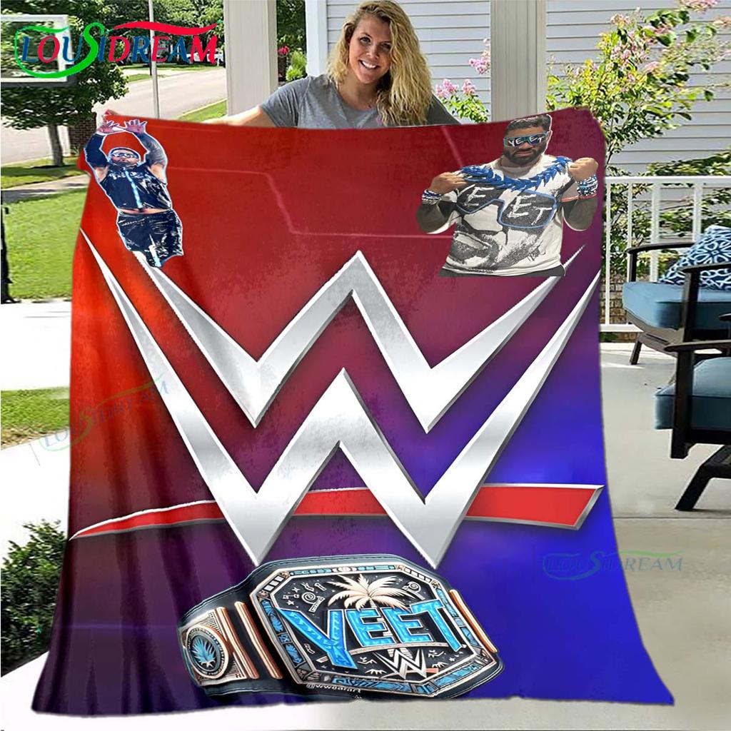 Fashion Wrestling Sport W-Wwe Print Blanket Flannel Thin Blanket Portable Home Travel Office Lunch Break Blanket Bath Towel Gift