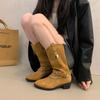 Women High Boots Fashion Woman Non-slip Waterproof Winter PU Leather Knee High Boots Women Chunky Platform Long Boots
