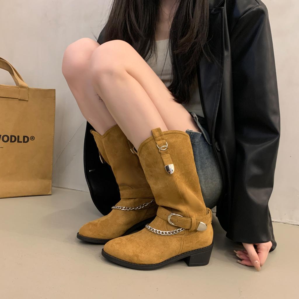 Women High Boots Fashion Woman Non-slip Waterproof Winter PU Leather Knee High Boots Women Chunky Platform Long Boots