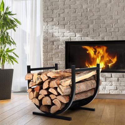 Estantería para leña Exterior e Interior Almacenamiento de leña, Organizador de leña, Soporte de troncos estable Impermeable a prueba de óxido y Decoración de chimenea