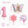 Palloncini Numerici Farfalle Rosa Materiale Foil Palloncini Fiore Happy Birthday 1-9 Palloncini Foil Forniture per Feste di Compleanno