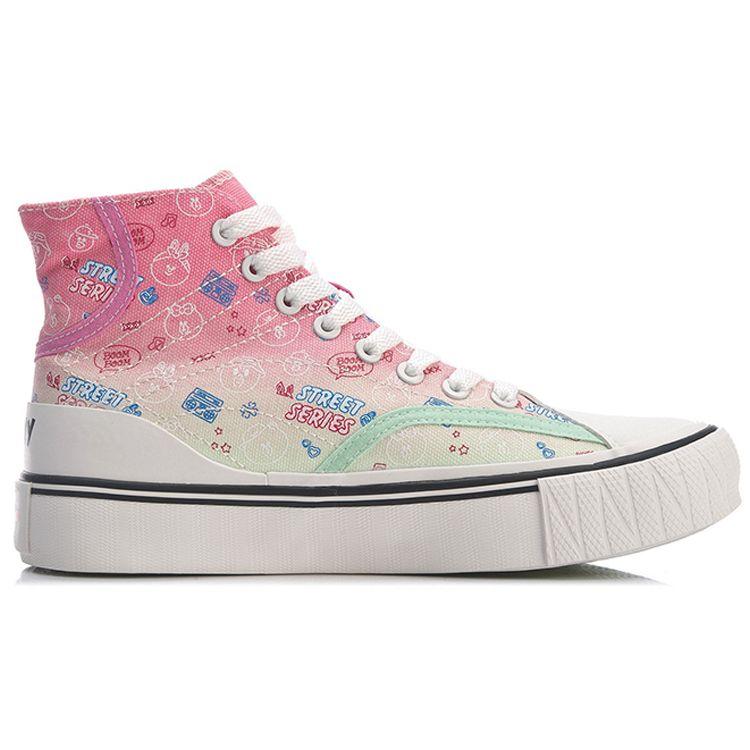 Li Ning Line Friends X  Classic High-Top Canvas Sneakers Women Sneakers Purple Red AGCQ594-2